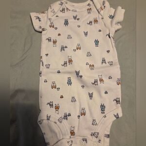 3 Month Carter's White Onesie with Blue and Orange Print